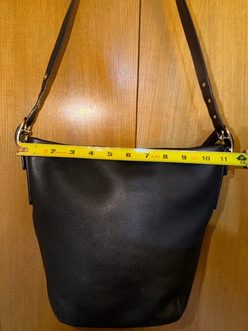 Coach Black Leather Bucket Bag Adjustable Strap Shoulder Hobo - Style 9186 - Picture 9 of 15